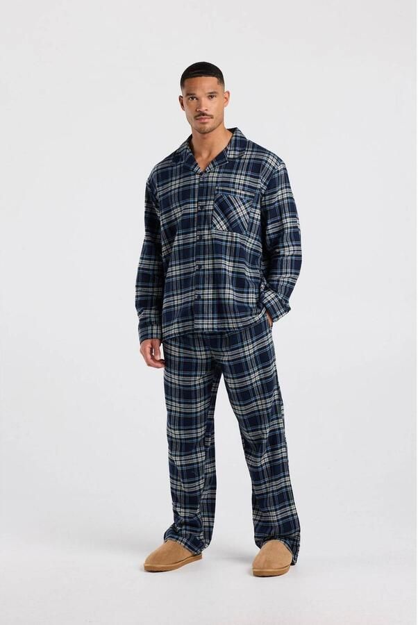 America Today flanel pyjamabroek blauw