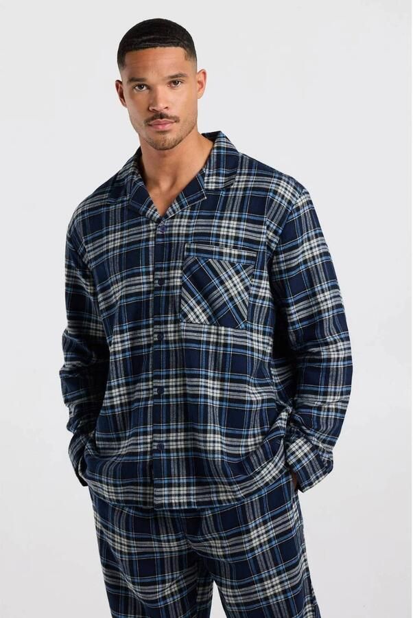 America Today flanel pyjamatop blauw