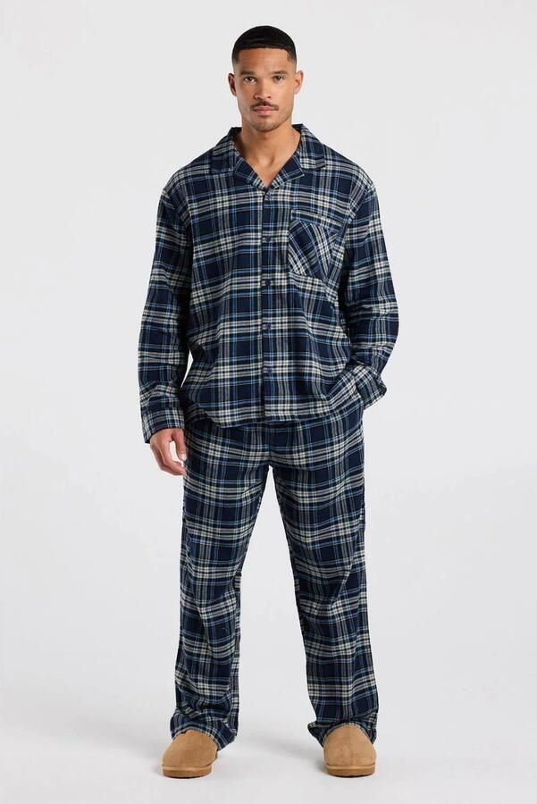 America Today flanel pyjamatop blauw - Foto 3