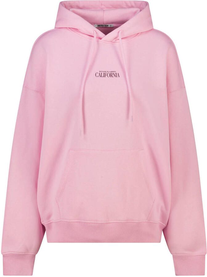 America Today gebloemde hoodie met backprint roze