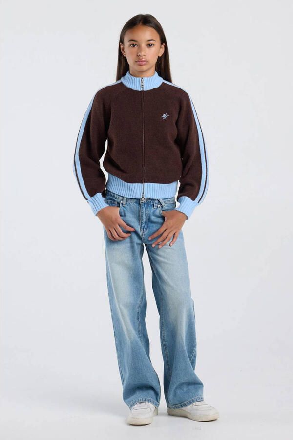 America Today gebreid vest donkerbruin lichtblauw - Foto 2
