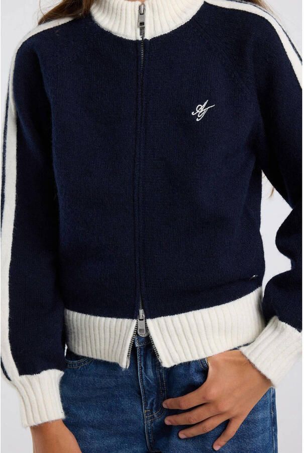 America Today gebreid vest marineblauw wit