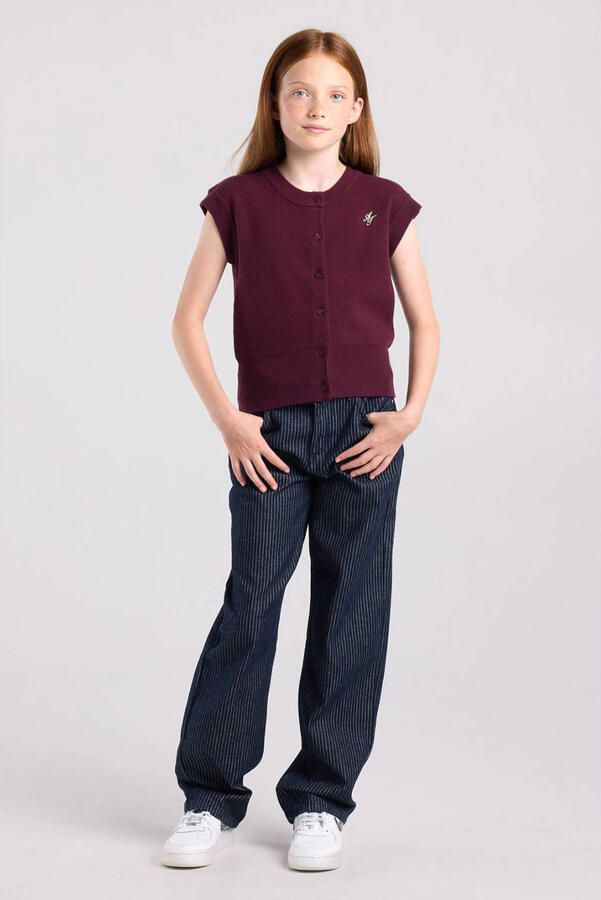 America Today gebreid vest met borduursels donkerrood