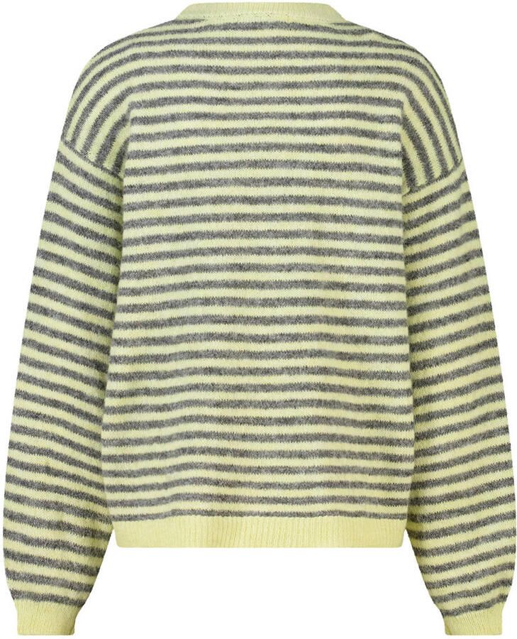 America Today gebreide gestreepte trui met wol lichtgeel - Foto 2