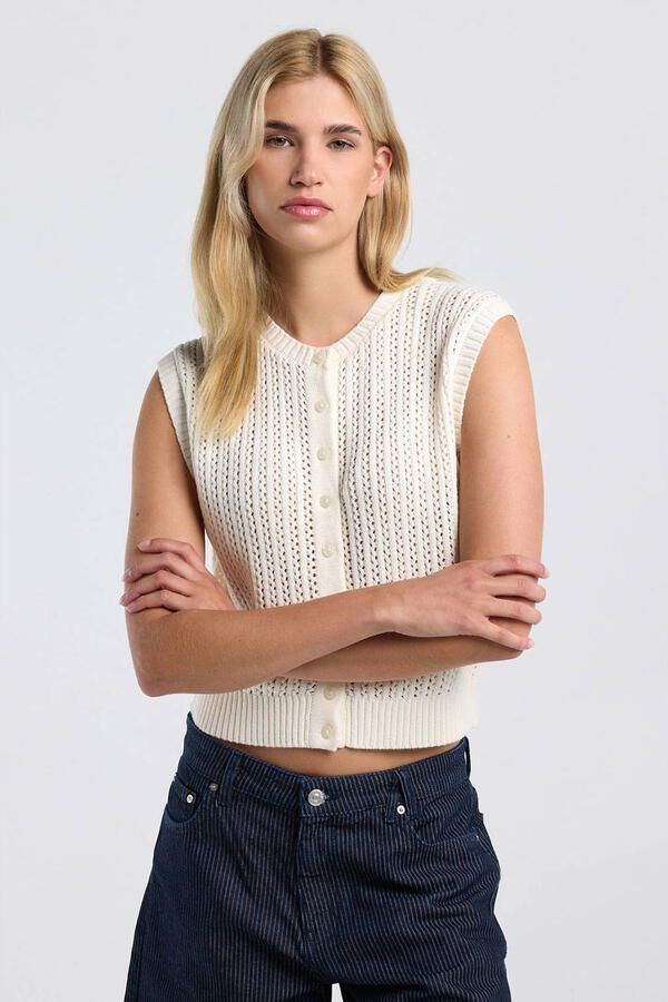America Today gebreide gilet ecru - Foto 2