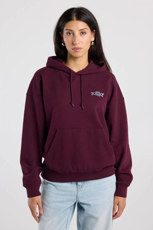 America Today gebreide hoodie met backprint donkerrood