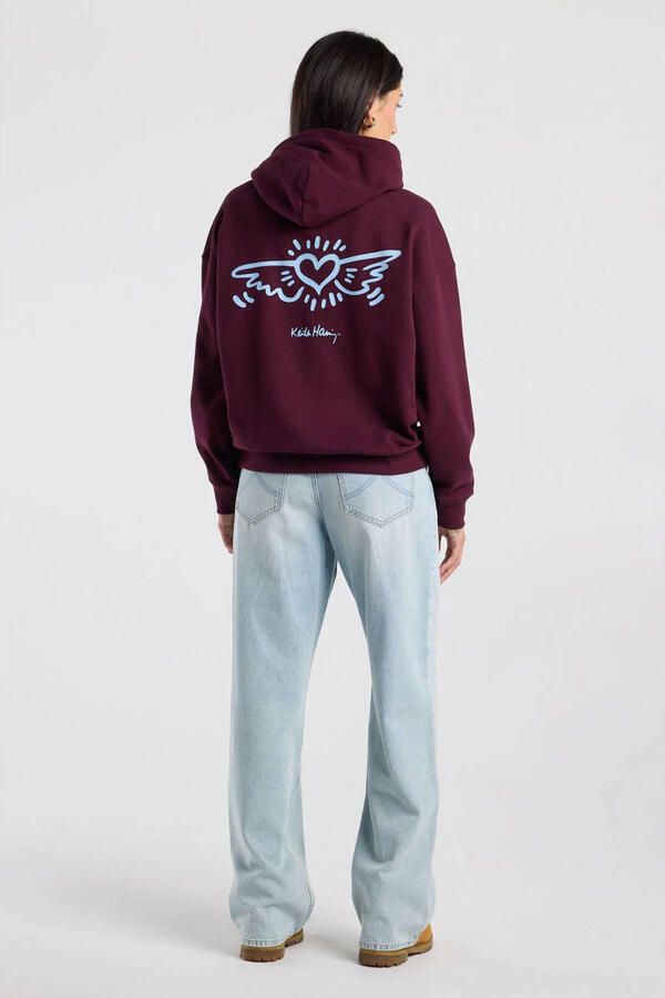 America Today gebreide hoodie met backprint donkerrood - Foto 2