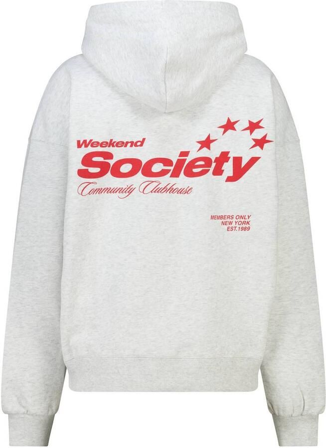 America Today gemêleerde hoodie lichtgrijs rood - Foto 2