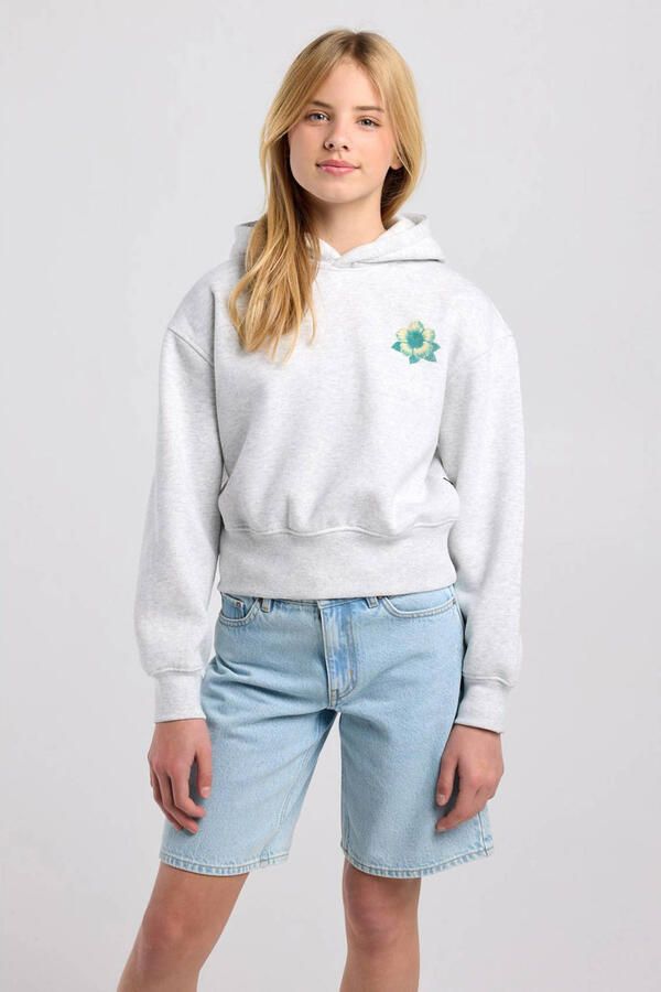 America Today gemêleerde hoodie met backprint grijs