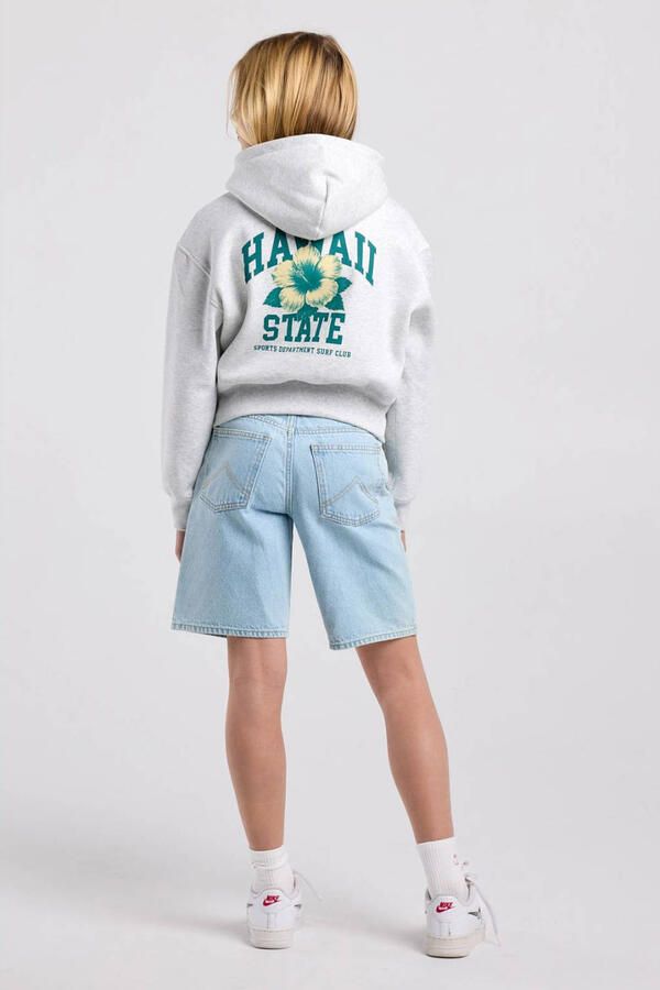 America Today gemêleerde hoodie met backprint grijs - Foto 3