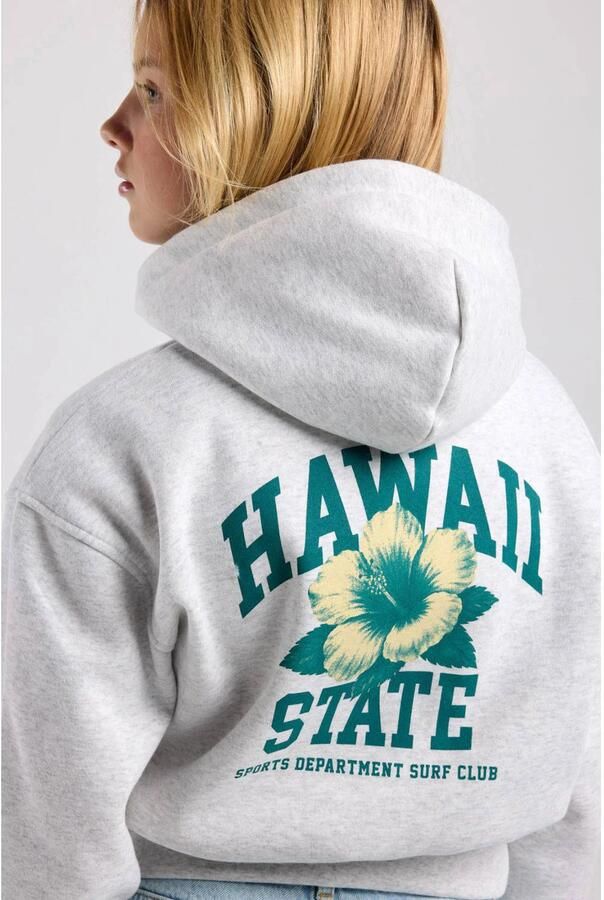 America Today gemêleerde hoodie met backprint grijs - Foto 2