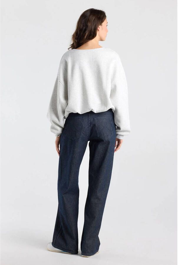 America Today gemêleerde sweater met open rug en plooien lichtgrijs - Foto 3