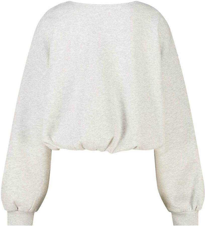 America Today gemêleerde sweater met open rug en plooien lichtgrijs - Foto 2