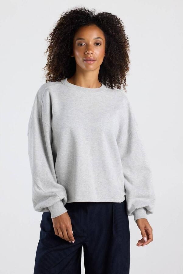 America Today gemêleerde sweater met plooien grijs