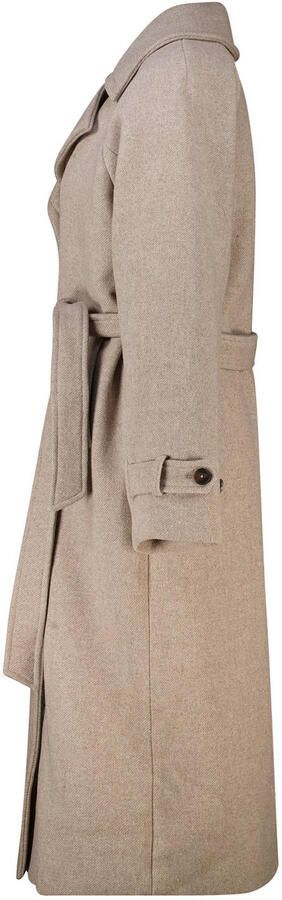 America Today gemêleerde wintermantel met ceintuur en wol beige - Foto 3