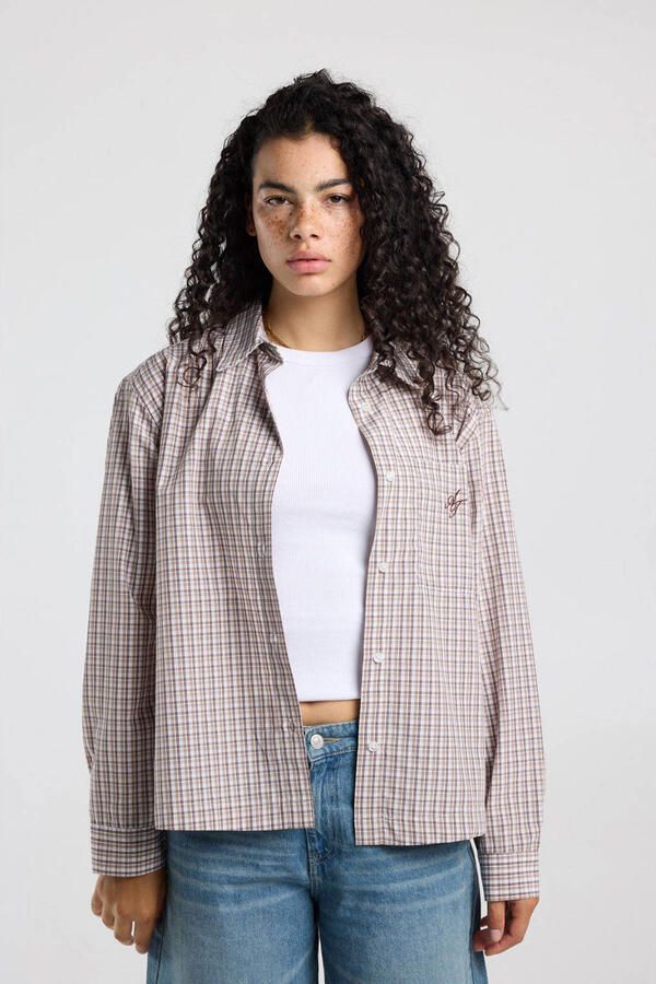 America Today geruite blouse bruin