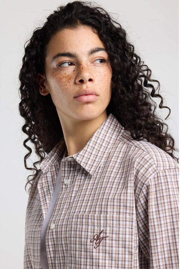 America Today geruite blouse bruin - Foto 2