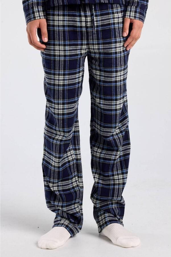 America Today geruite pyjamabroek donkerblauw wit Jongens Katoen Ruit