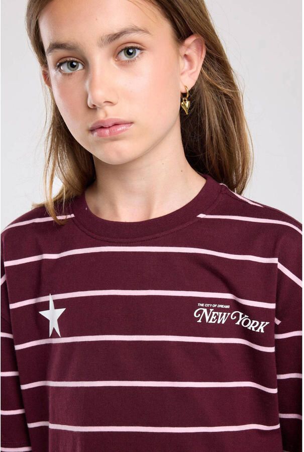 America Today gestreept T-shirt donkerrood - Foto 2