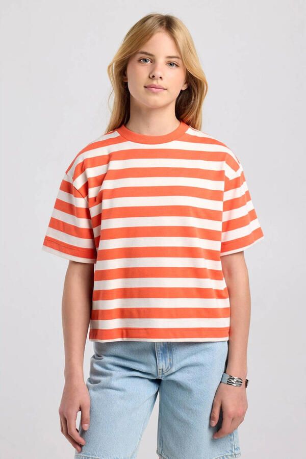 America Today gestreept T-shirt oranje