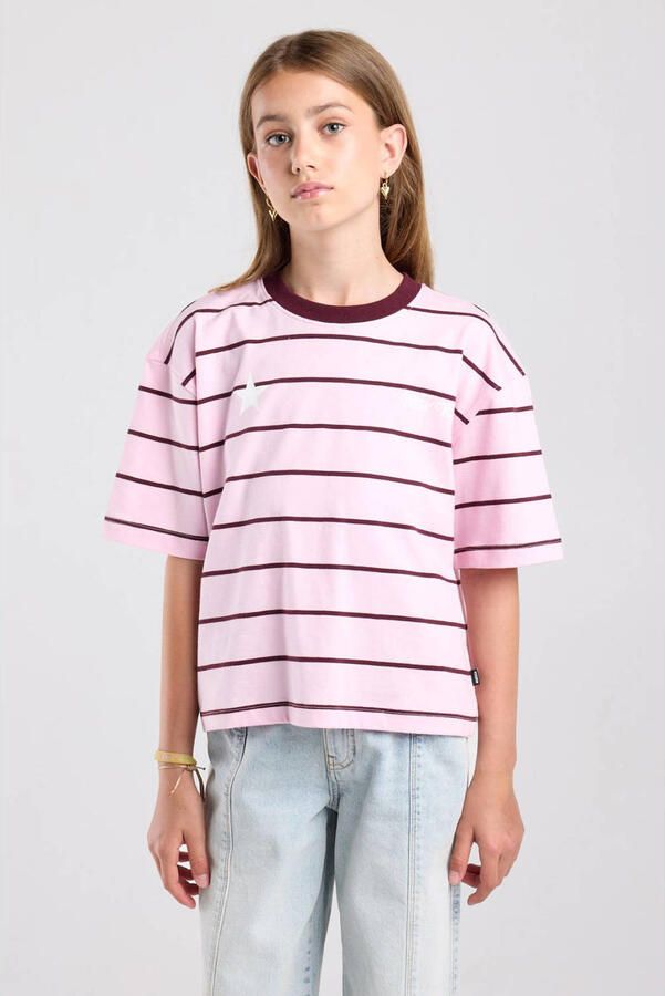 America Today gestreept T-shirt roze