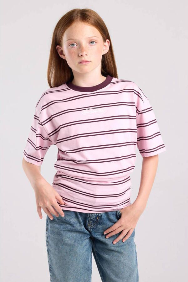 America Today gestreept T-shirt roze