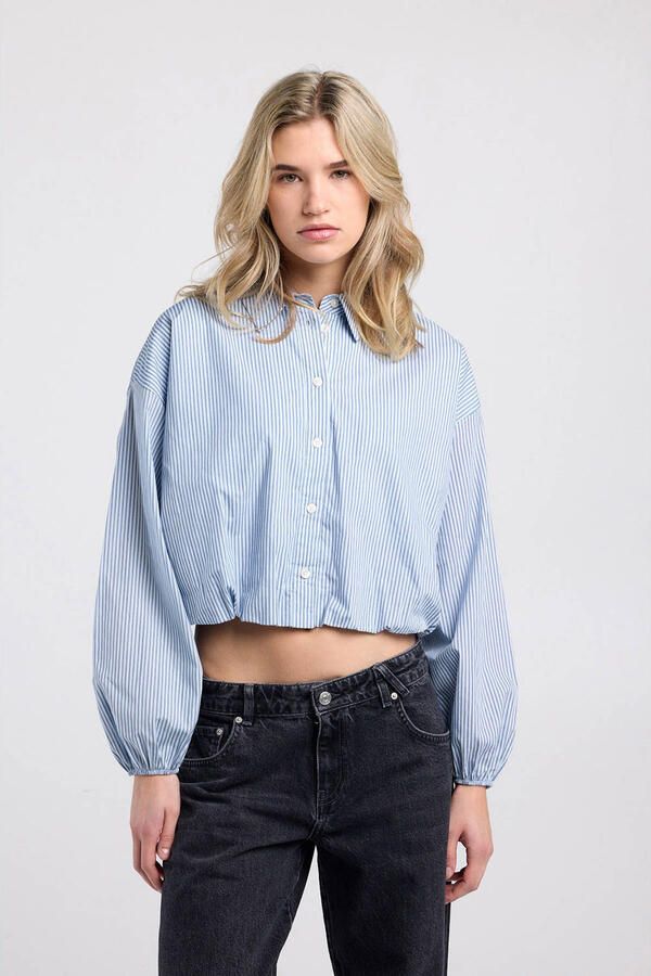America Today gestreepte blouse lichtblauw