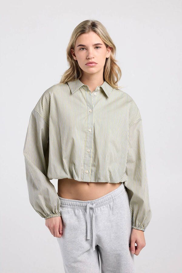 America Today gestreepte blouse lichtgeel