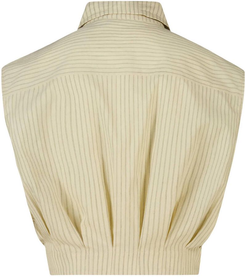America Today gestreepte blouse met plooien lichtgeel - Foto 2