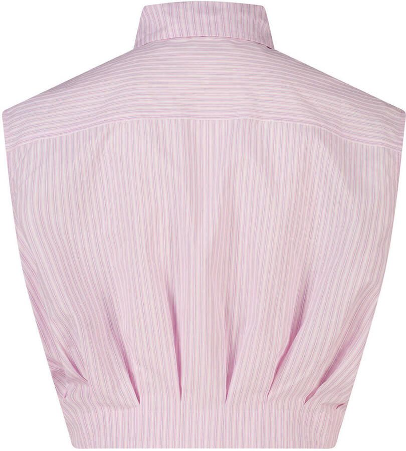 America Today gestreepte blouse met plooien lichtroze - Foto 2