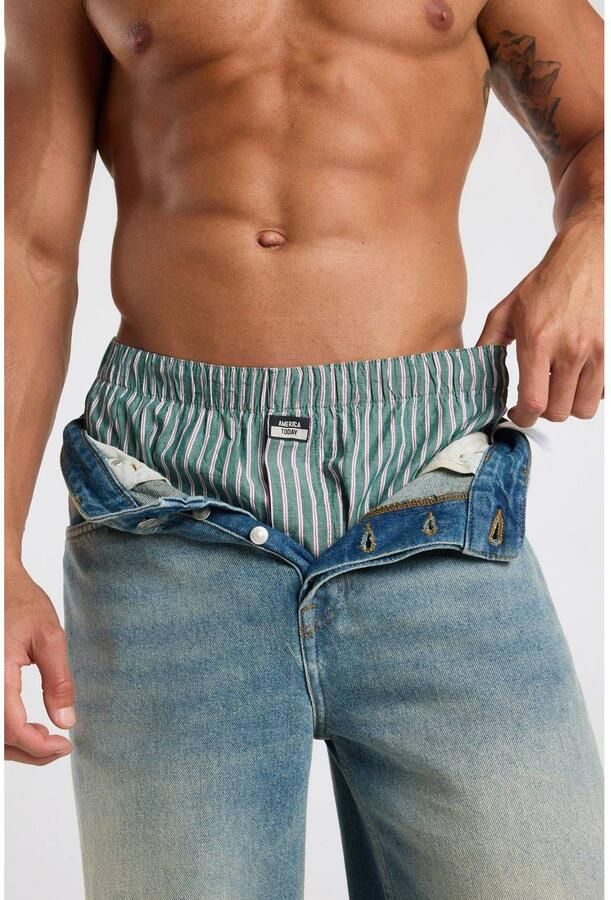 America Today gestreepte boxershort groen
