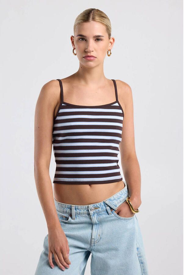 America Today gestreepte cropped top bruin