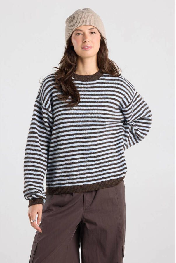 America Today gestreepte gebreide trui met wol blauw bruin