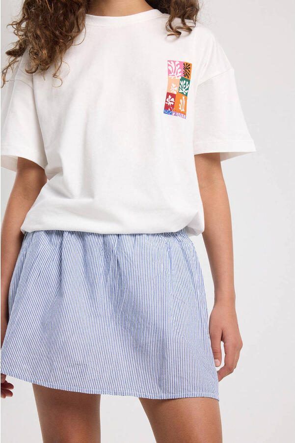 America Today gestreepte korte rok blauw