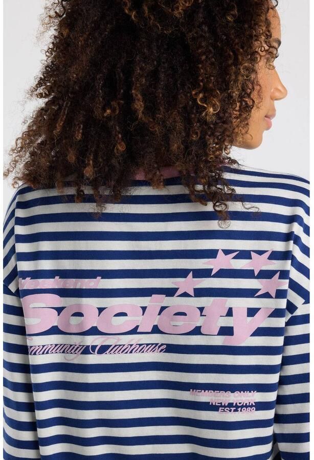 America Today gestreepte longsleeve blauw roze - Foto 2