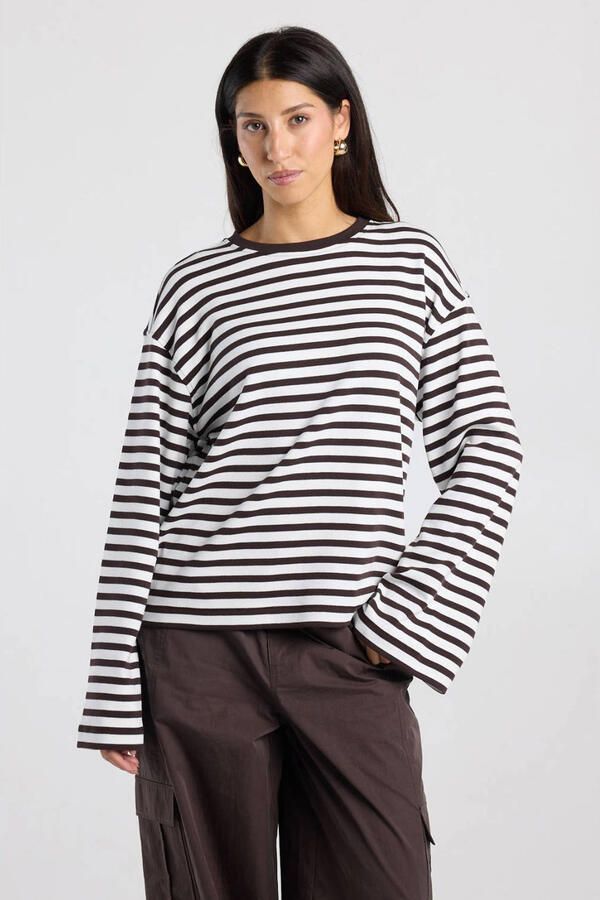 America Today gestreepte longsleeve bruin