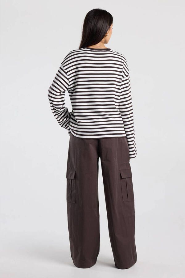 America Today gestreepte longsleeve bruin - Foto 2