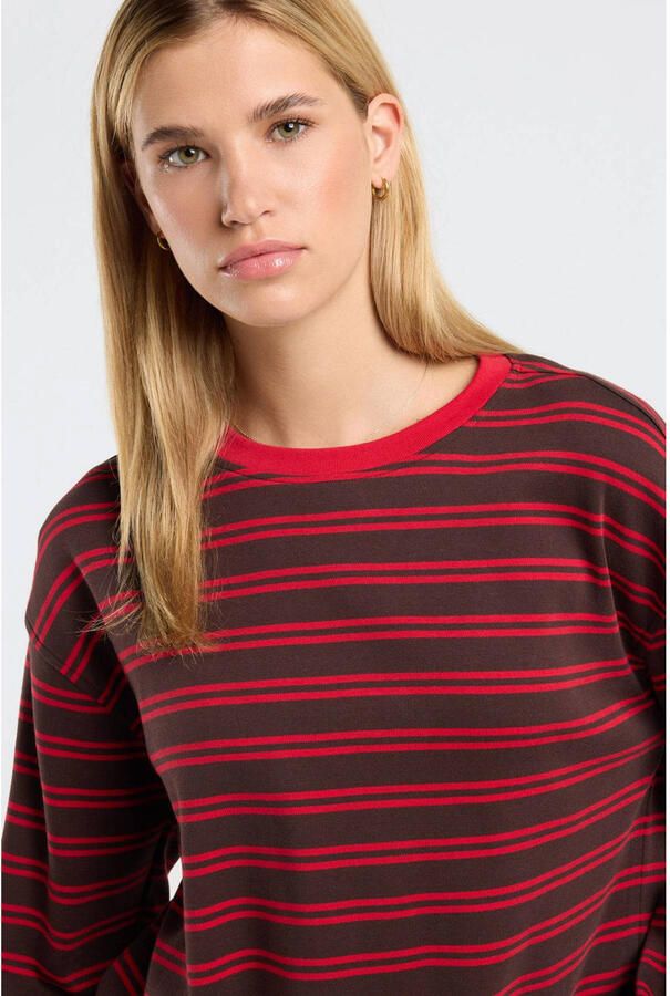 America Today gestreepte longsleeve bruin rood - Foto 2