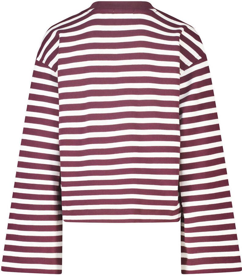 America Today gestreepte longsleeve donkerrood - Foto 2