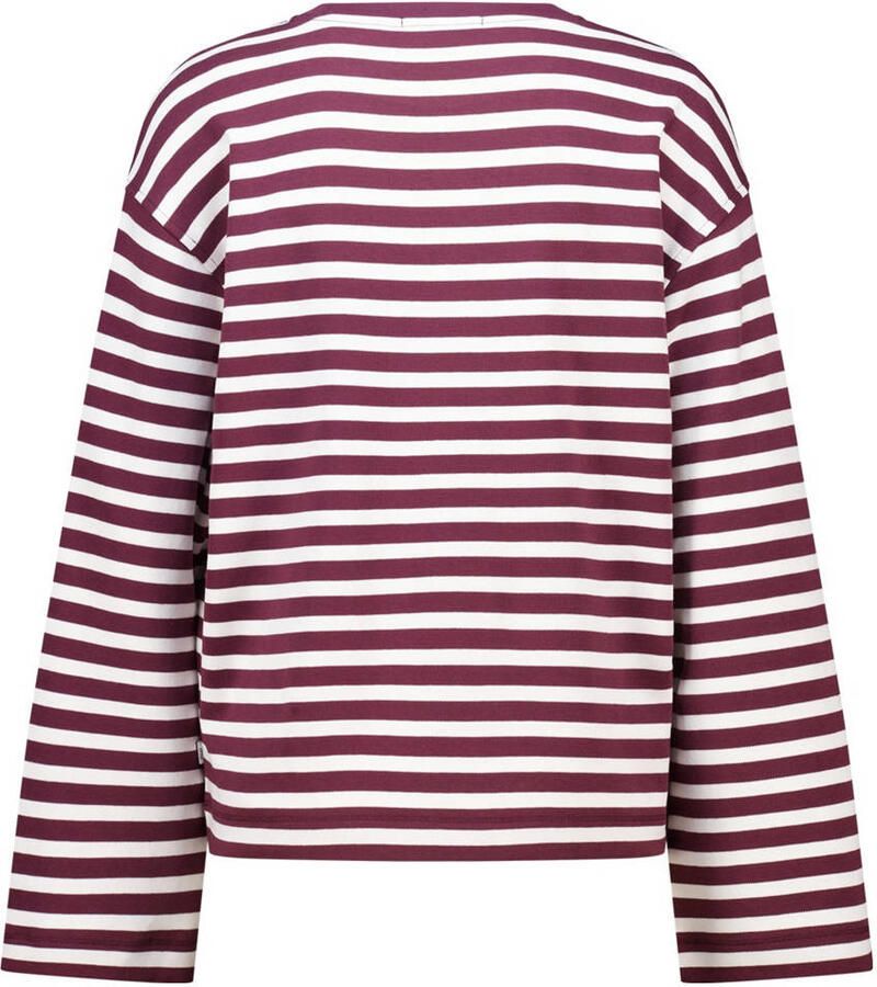 America Today gestreepte longsleeve donkerrood wit - Foto 2