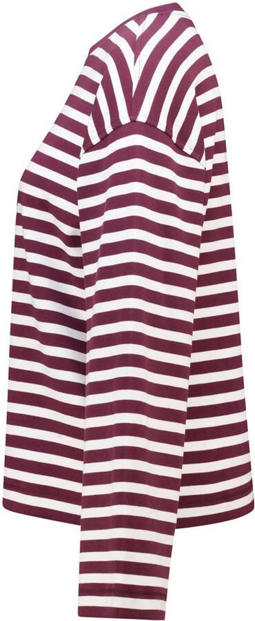America Today gestreepte longsleeve donkerrood wit - Foto 3