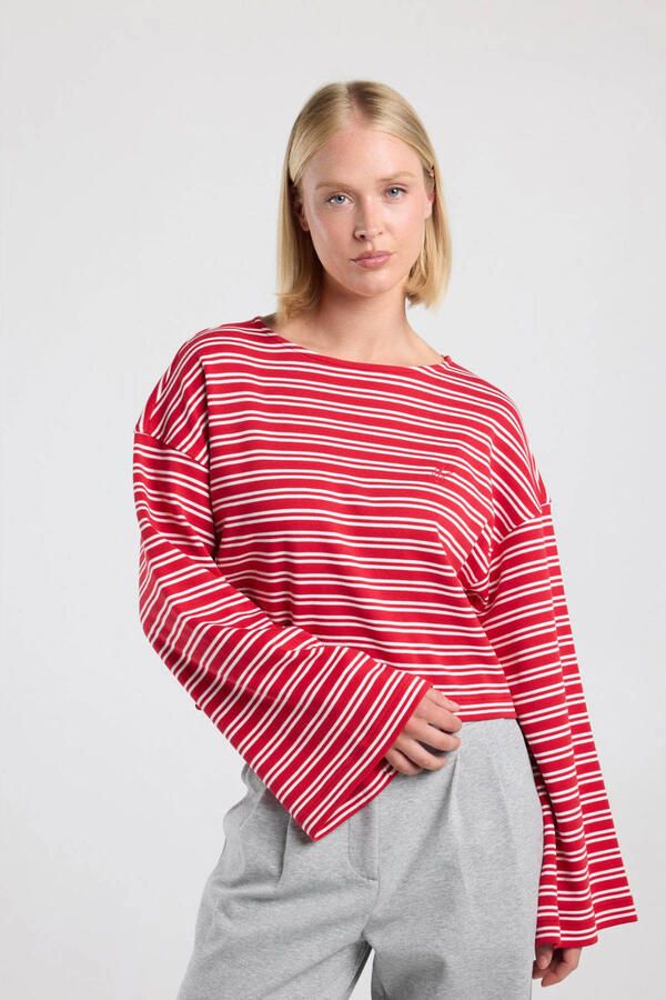 America Today gestreepte longsleeve rood - Foto 3