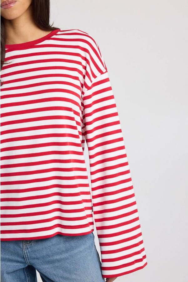 America Today gestreepte longsleeve rood - Foto 2