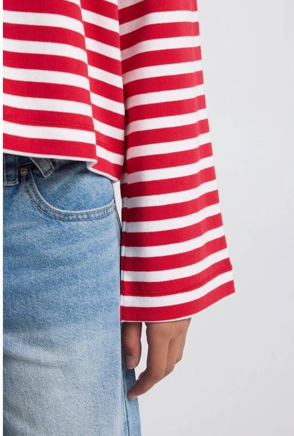 America Today gestreepte longsleeve rood wit