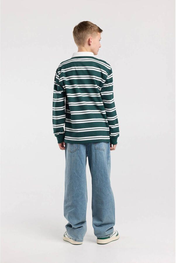 America Today gestreepte polo groen - Foto 3