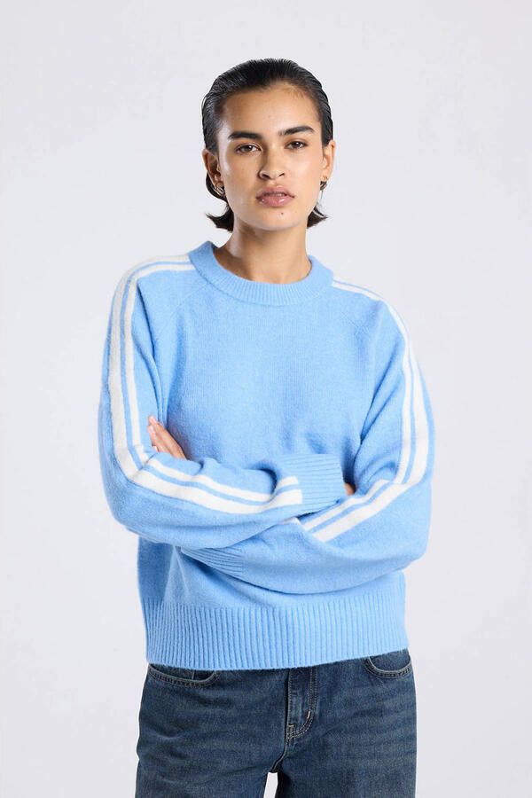 America Today gestreepte pullover lichtblauw