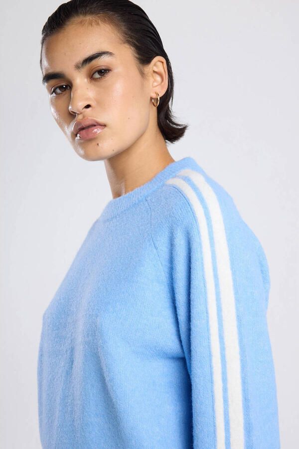 America Today gestreepte pullover lichtblauw - Foto 3
