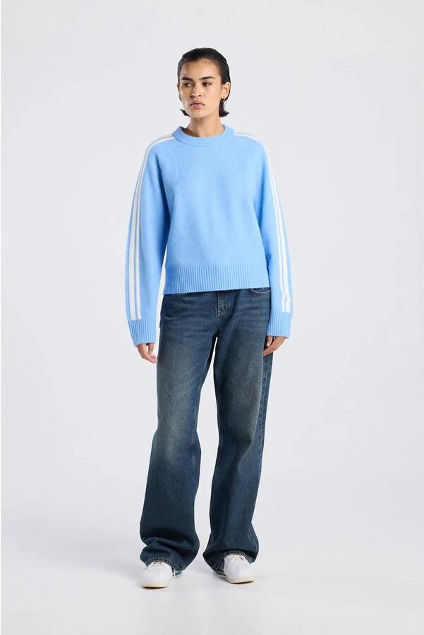 America Today gestreepte pullover lichtblauw - Foto 2