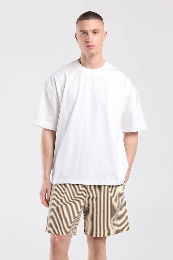 America Today gestreepte pyjamashort beige