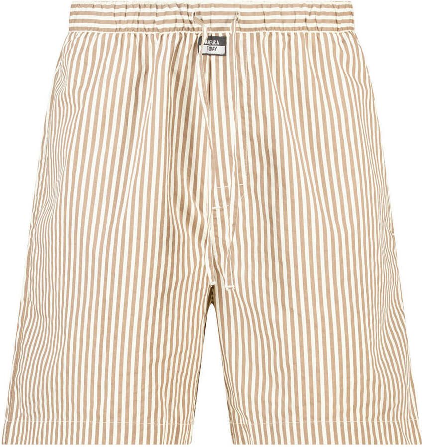 America Today gestreepte pyjamashort beige - Foto 2